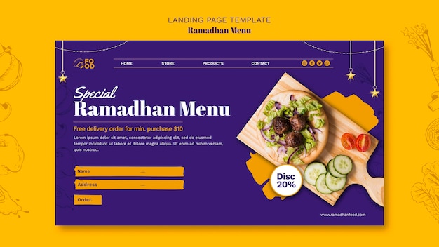 Бесплатный PSD Целевая страница меню рамадана
