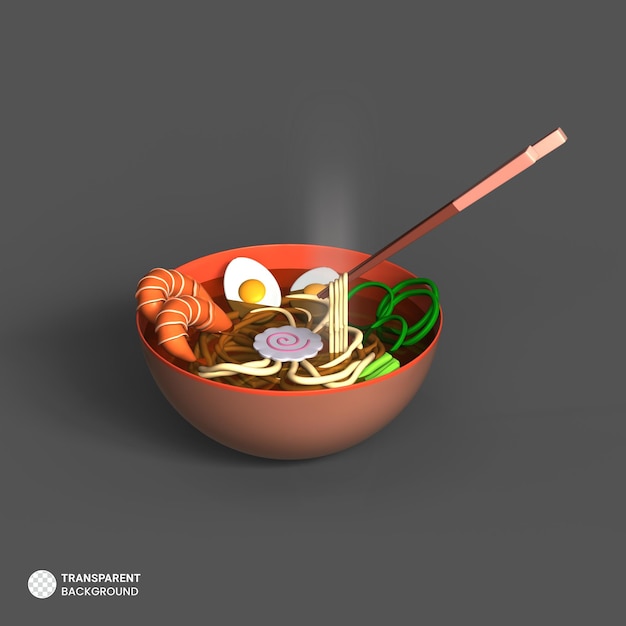 Free PSD ramen icon isolated 3d render ilustration