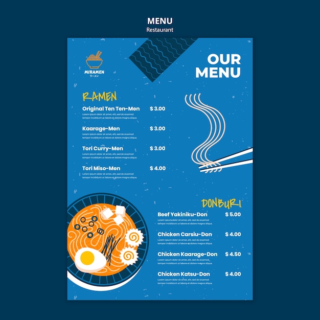 Free PSD ramen restaurant menu template