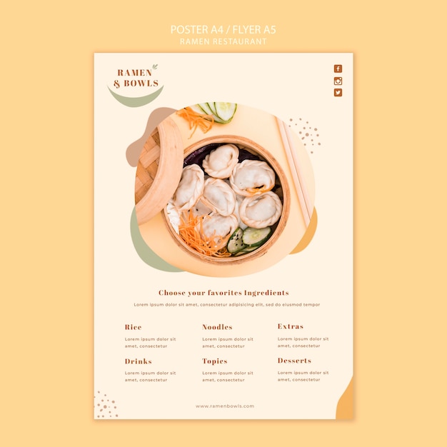 Free PSD ramen restaurant poster template