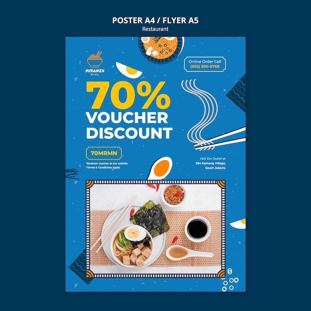 Ramen voucher discount poster template