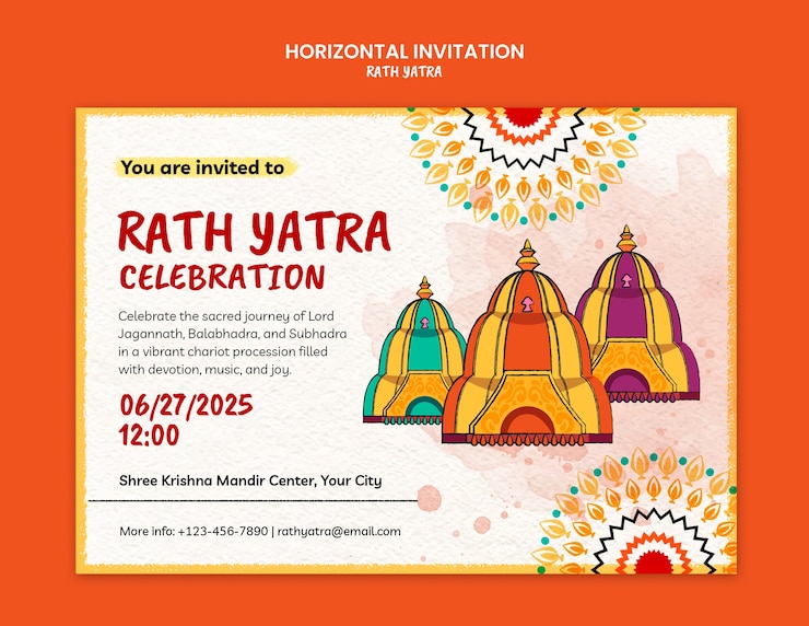 मुफ़्त PSD rath yatra celebration invitation