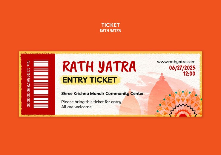 मुफ़्त PSD rath yatra entry ticket for shree krishna mandir community center