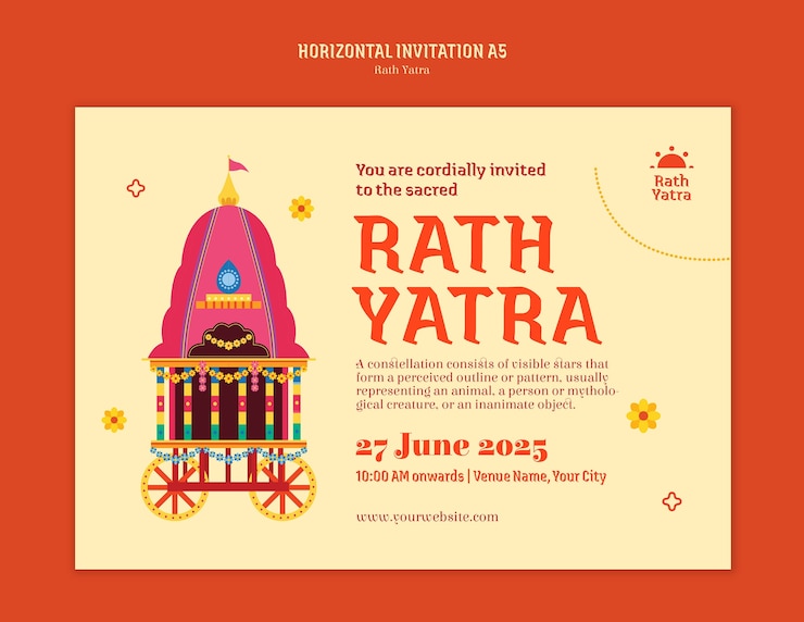 मुफ़्त PSD rath yatra festival invitation