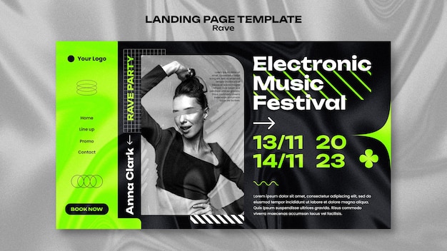 Free PSD rave event landing page template