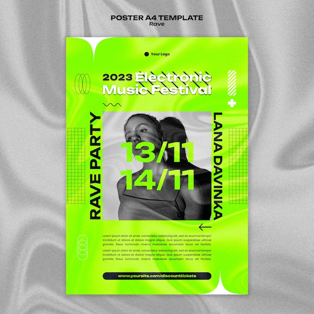 Free PSD rave event poster template