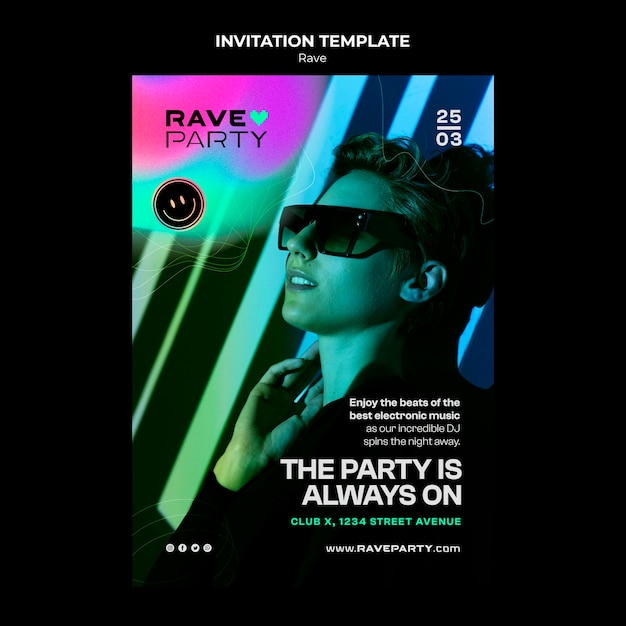 Free PSD rave party template  design