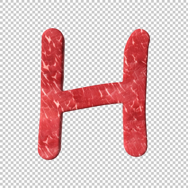 Raw meat alphabet on transparent background