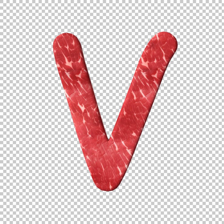 Free PSD raw meat alphabet on transparent background
