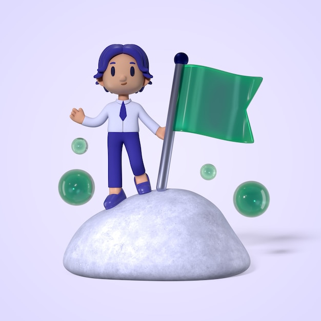 Reaching the goal: a 3d cartoon illustration