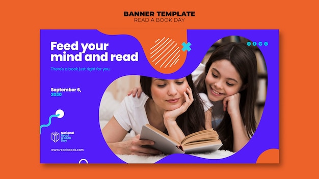 Free PSD read a book day banner template design