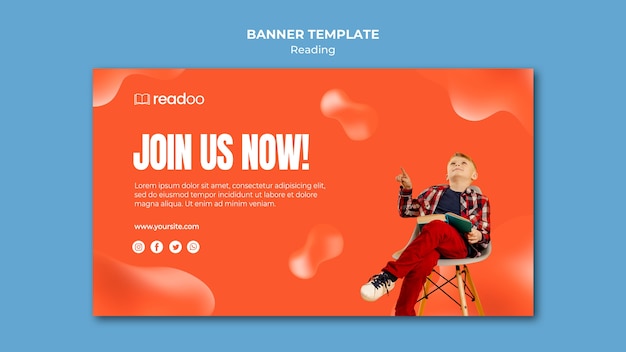 無料PSD 読書コンセプトバナーテンプレート