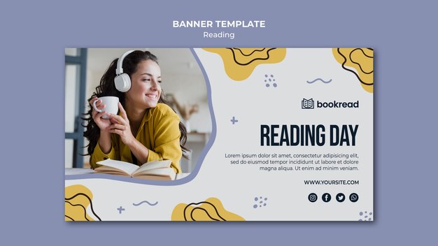 Free PSD reading concept banner template