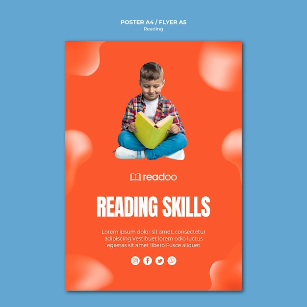 Free PSD reading concept flyer template