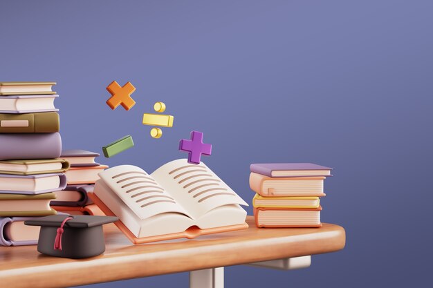 reading still life 3d illustration