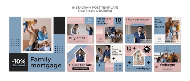 Бесплатный PSD Недвижимость и строительство постов в instagram
