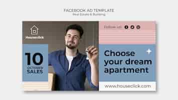 PSD gratuito modello di facebook per immobili e costruzioni