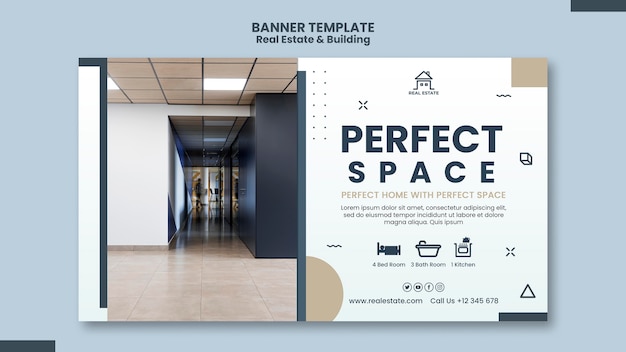 Free PSD real estate and building horizontal banner template