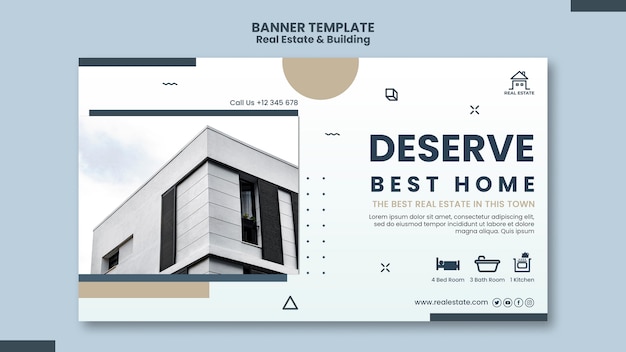 Real estate and building horizontal banner template