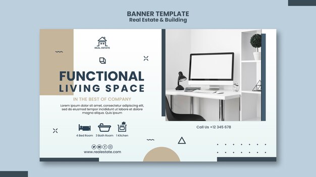 Real estate and building horizontal banner