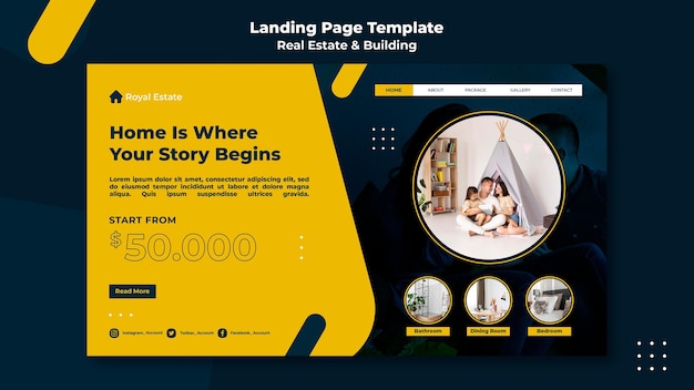 Free PSD real estate and building landing page template