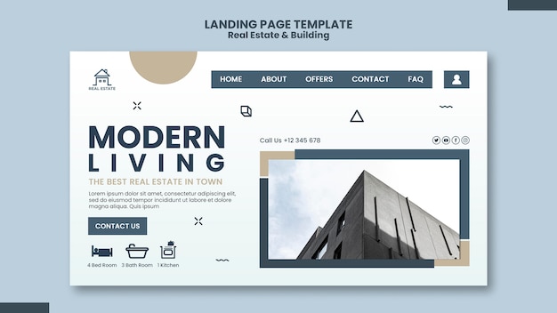 Free PSD real estate and building landing page template