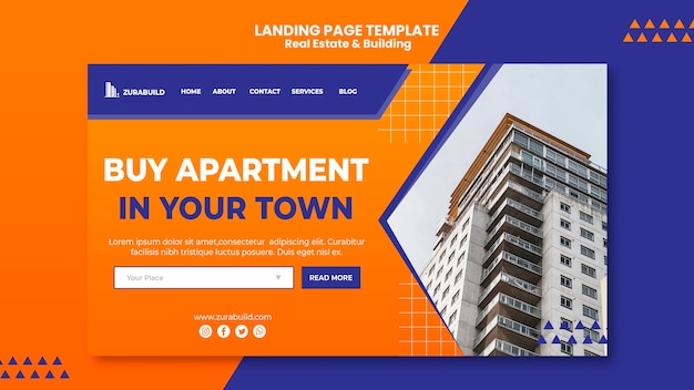 Free PSD real estate and building landing page