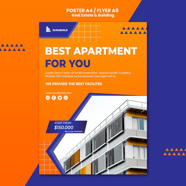 Free PSD real estate and building poster template