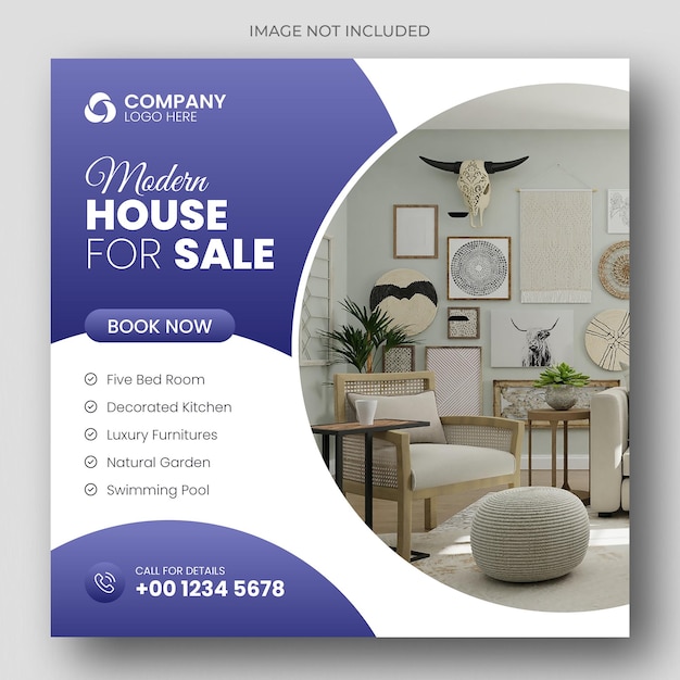 Real estate business social media post and square flyer template design