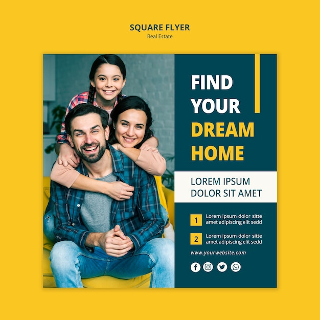 Free PSD real estate concept square flyer design