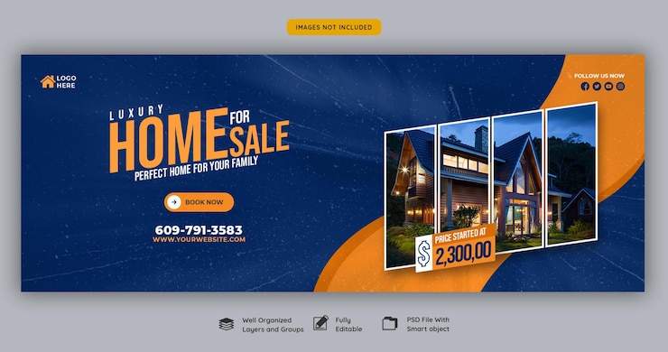 Free PSD real estate house property facebook cover banner template