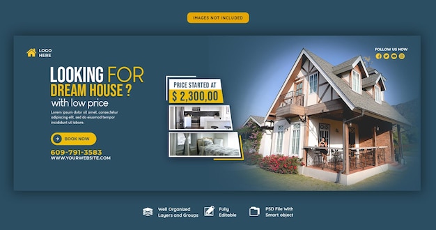 Free PSD real estate house property facebook cover banner template