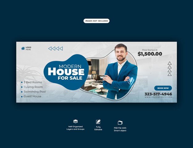 real estate house property facebook cover banner template