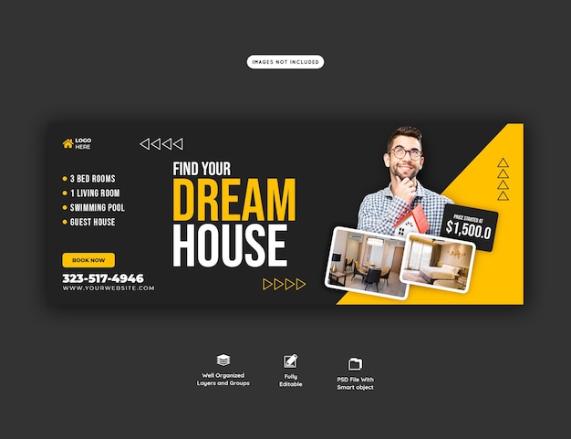 Free PSD real estate house property facebook cover banner template