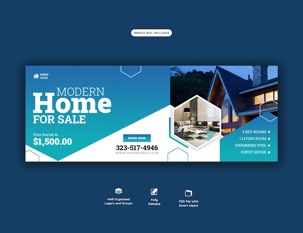 Real estate house property facebook cover banner template