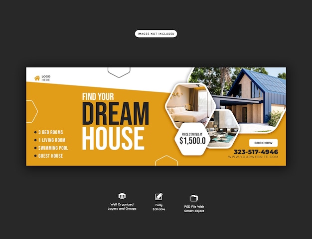 Real estate house property facebook cover banner template