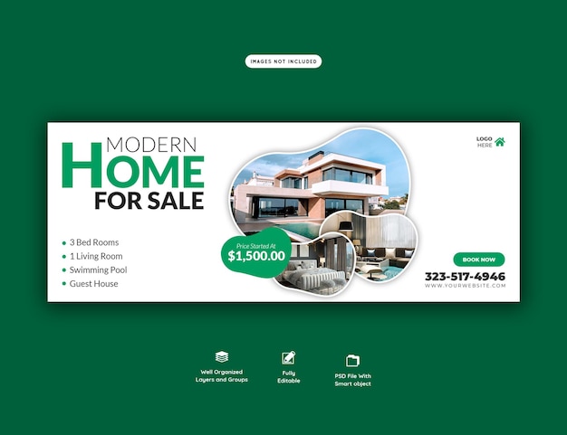 Free PSD real estate house property facebook cover banner template