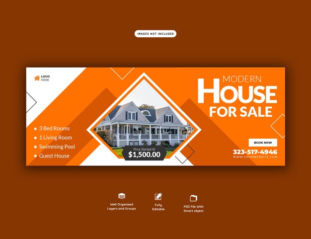 Real estate house property facebook cover banner template