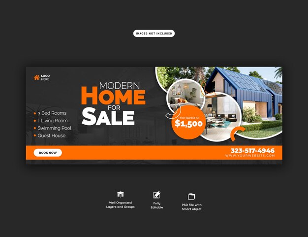 Real estate house property facebook cover banner template