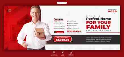 Free PSD real estate house property facebook cover banner template