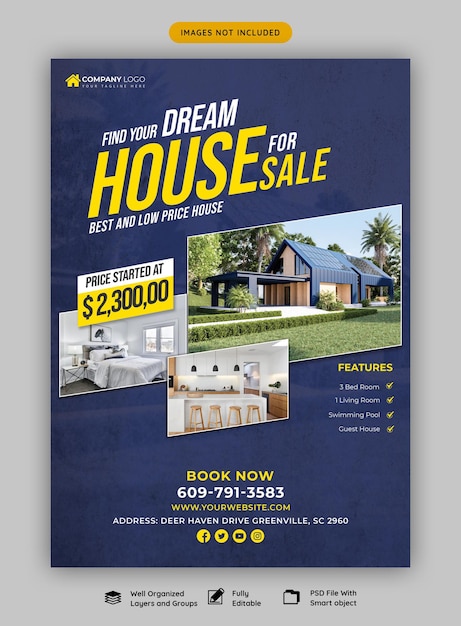 Real estate house property flyer poster template