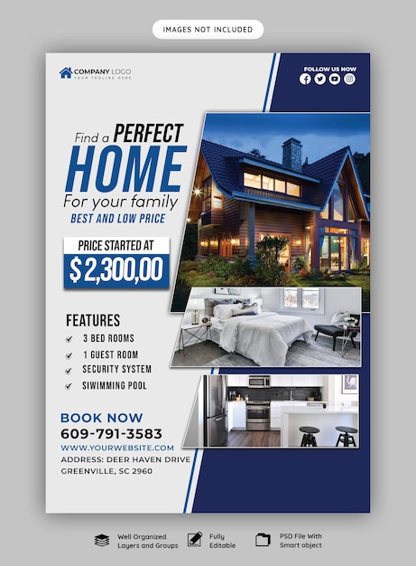 Real estate house property flyer poster template