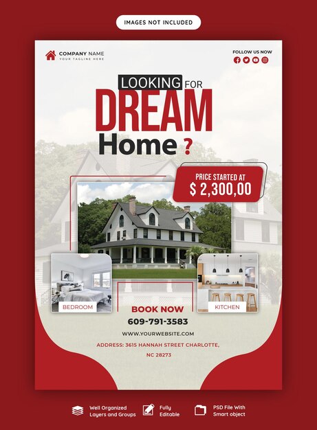 Real estate house property flyer poster template