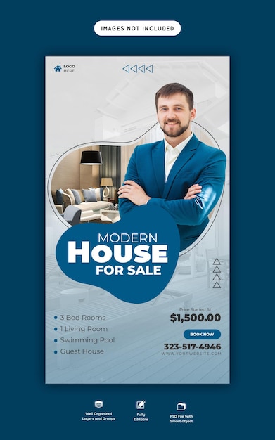 Free PSD real estate house property instagram and facebook story template