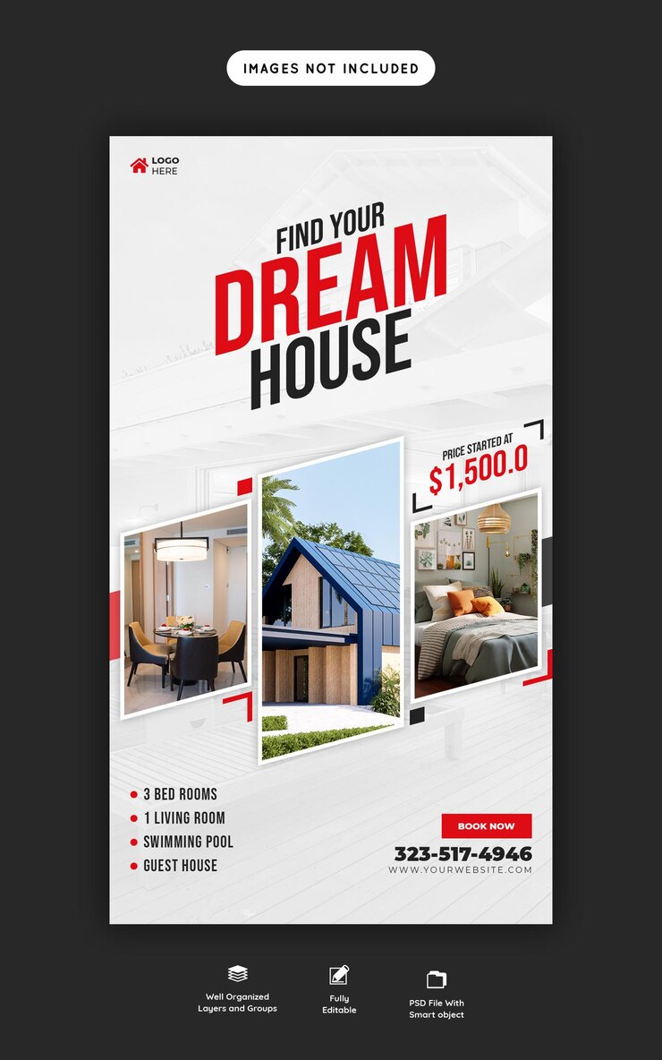 Free PSD real estate house property instagram and facebook story template