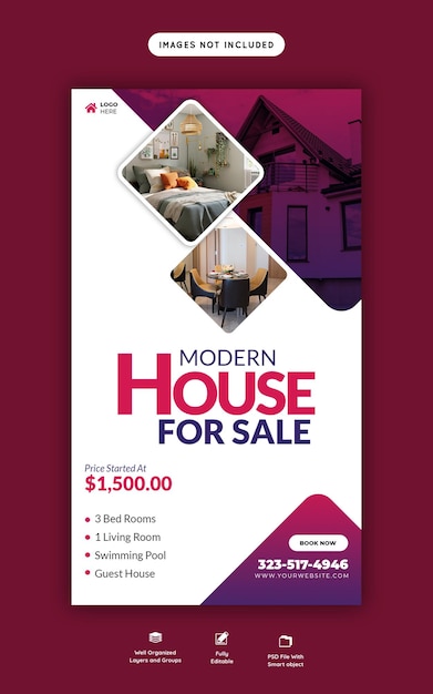 Real Estate House Property Instagram and Facebook Story Template – Free PSD Download