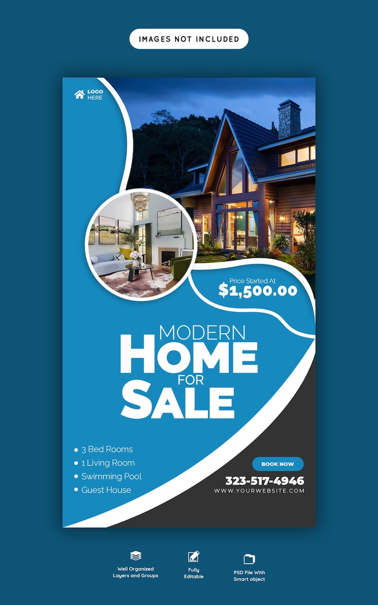 Free PSD real estate house property instagram and facebook story template