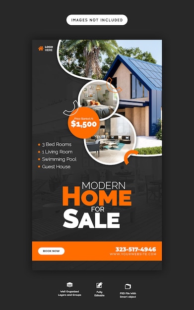 Free PSD real estate house property instagram and facebook story template