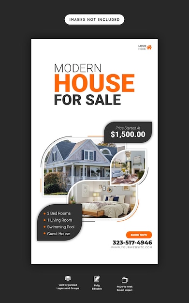 Free PSD real estate house property instagram and facebook story template