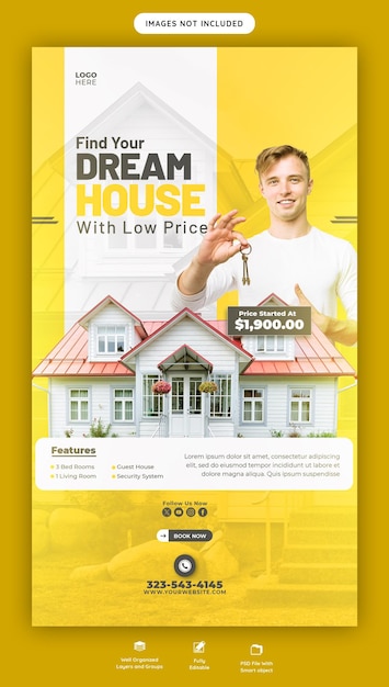 Free PSD real estate house property instagram and facebook story template